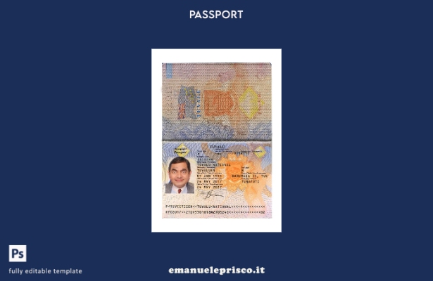 modello di passaporto Tuvalu in stile verificato